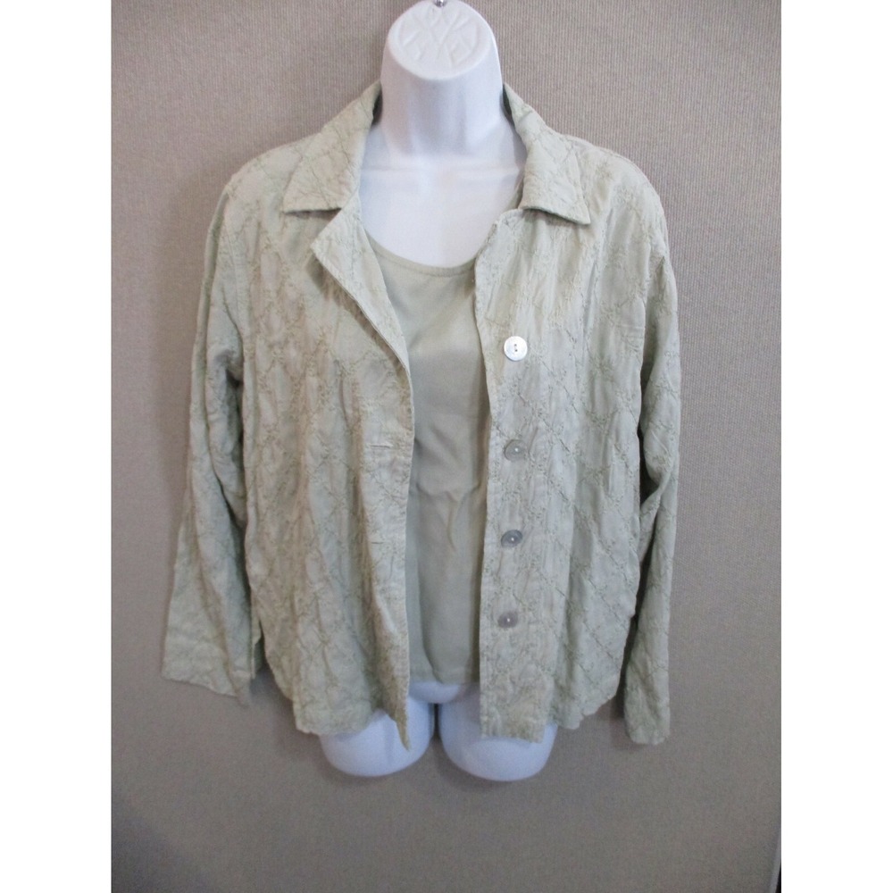 VTG Amanda Gray Shirt & Top Set Size Medium Tencel Embroidered Button Up NWT